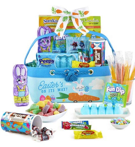 Fabric Easter Rope Tote - Blue